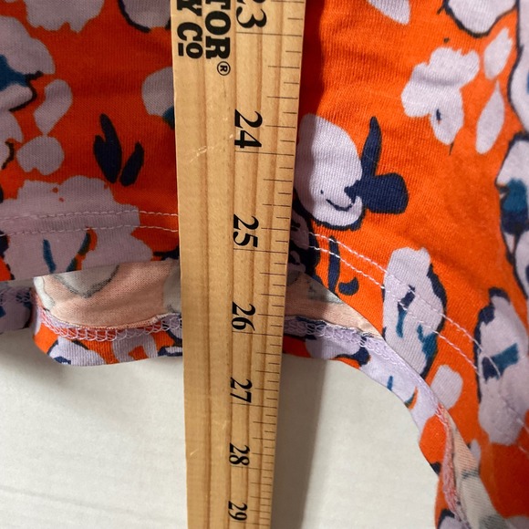 LOGO Lori Goldstein Womens Orange Floral Cotton Modal Long Sleeve Top L - Picture 7 of 9
